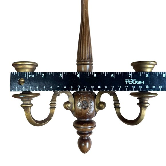 Vintage Syroco Wood & Resin Candle Wall Sconces Pair Set 2 MCM Mid Century Decor - Picture 6 of 12